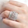 Huitan Sparkling Women Ring Gorgeous Wedding Party Luxury Full Shining Cubic Zirconia Fashion Accessories CopperColor Jewelry