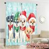2pcs,Curtains Cute Christmas Puppies Snowflakes Festive Chic Curtain Cloth Prints Light Filtering Curtains Thermal Insulation,