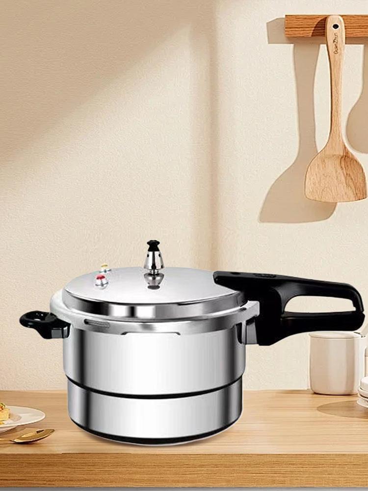 Aluminum Pressure Cooker with Steaming Plate Small Pressure Cooker Household Stovetop Pressure Canner for Gas & Induction Stove