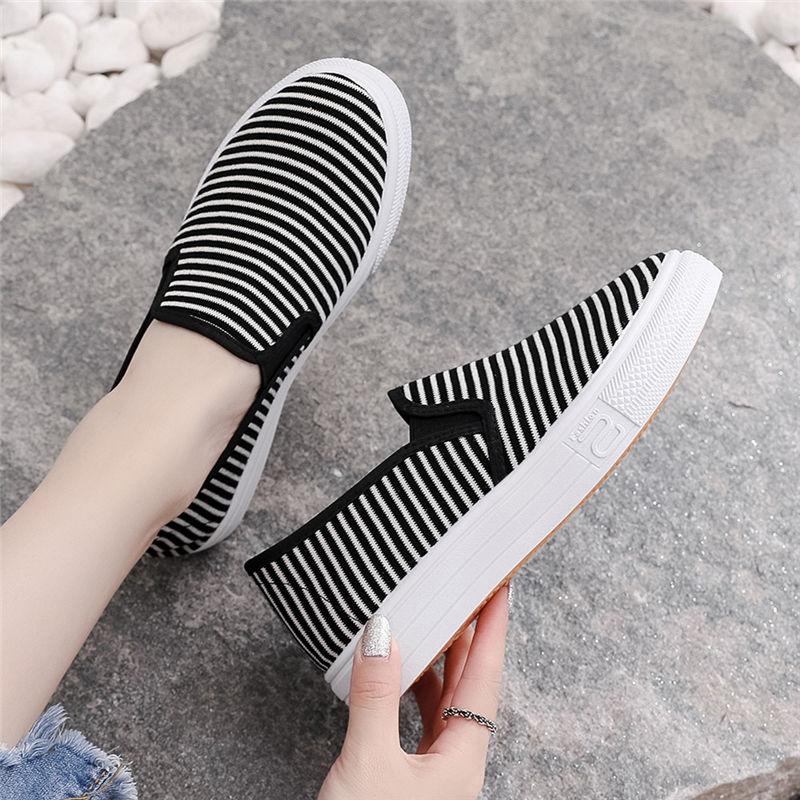 

Fashion Casual Stripe High on Platform Canvas Shoes for Women Spring Autumn Trends 2025 Original Korean New Deals Walking Woman Footwear 35