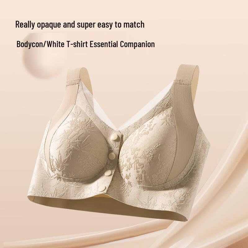 Women s Embossed Jacquard Wireless Front-Clasp Gathering Bra 80C