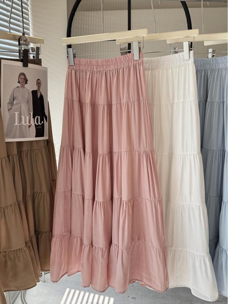 Women's A-line High-Waisted Tiered Skirt, 2025 Spring Collection, Versatile Gentle Style with Large Flare