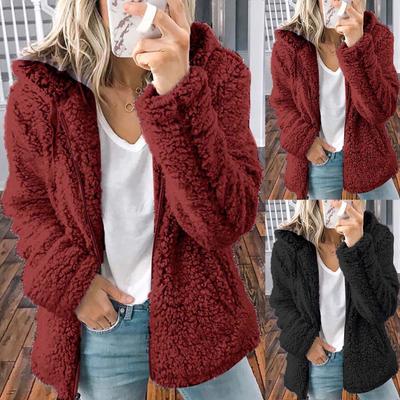 Women Casual Fashion Warm Faux Coat Jacket Winter  Solid Long Outerwear