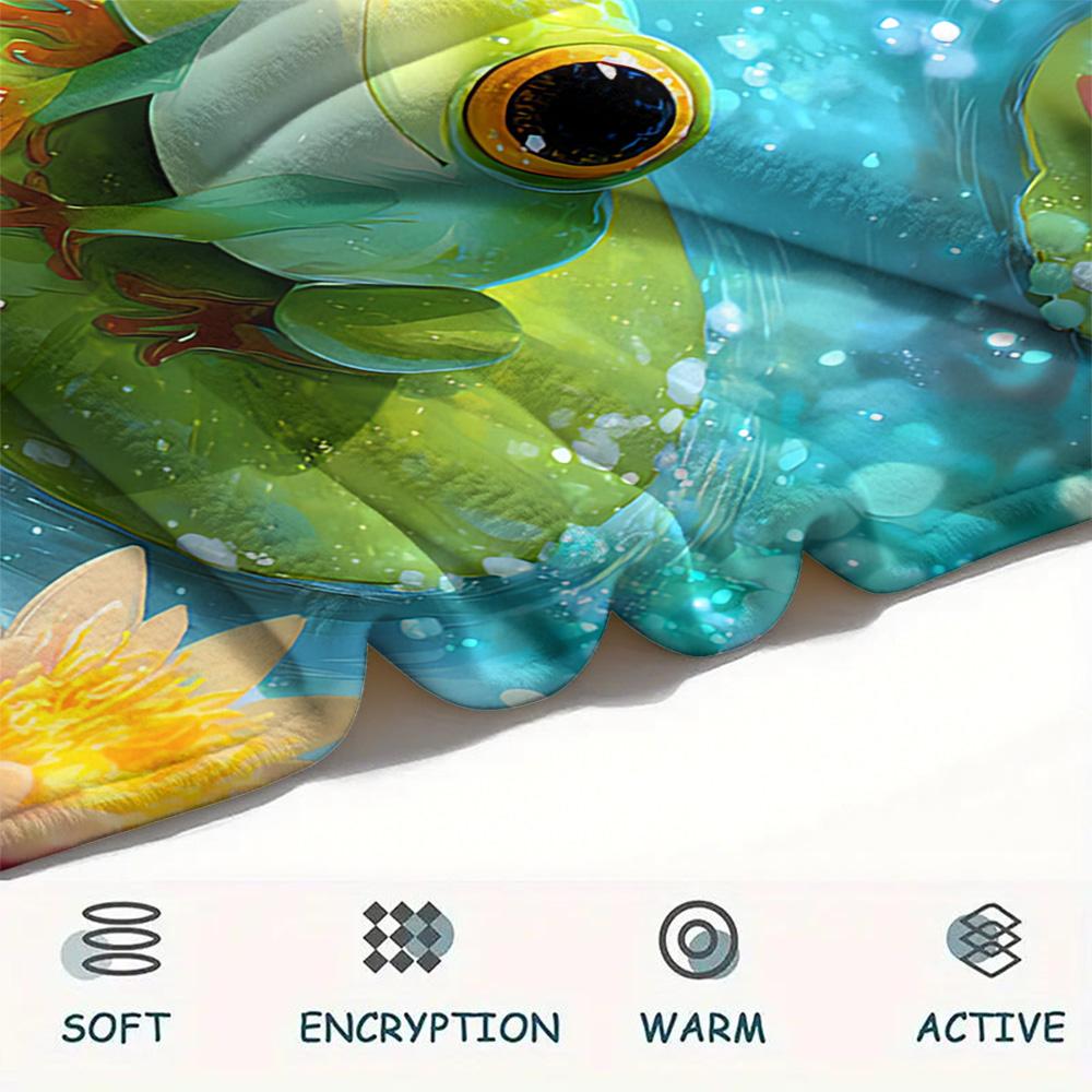 Frog Print Flannel Blanket, High quality Comfortable for All Seasons, Home Decor, Warmth and Comfort, Perfect for Christmas Gifts