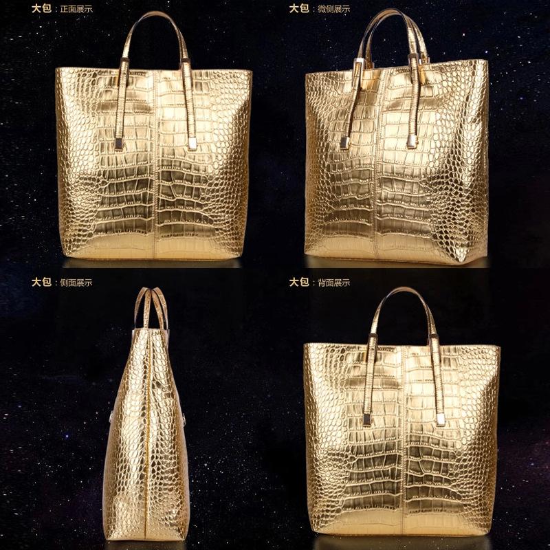 Crocodile pattern women's bag new trendy large-capacity handbag three-piece women's bag soft leather fashion shoulder oblique span bag