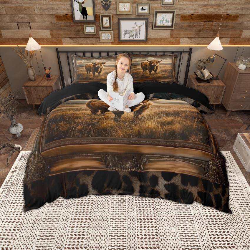 

Одеяло Homewish Фермерское Животное Хайлендская Корова Лошадь Комплект Постельного Белья Волшебный Единорог Спальня Набор Декор Комнаты Comforter (quilt)-EU Single(135*200cm)3pcs