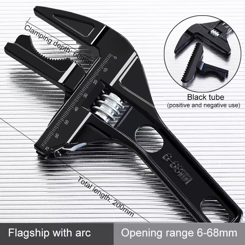 Multi-Function Adjustable Wrench, Aluminum Alloy Universal Spanner, Large Open Repair Tool for Water Pipe & Bathroom
