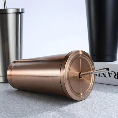 1 Stück 500ml Edelstahl Kaffeebecher mit Deckel Bierkrüge für Teetasse Thermoskanne Metallbecher Leicht zu tragen