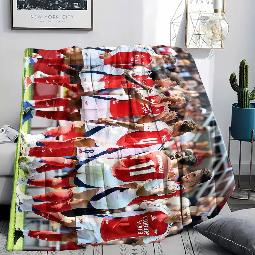 Arsenal Players Printed Flannel Blanket, soft throw for bedroom sofa, washable, fan merchandise, great gift.