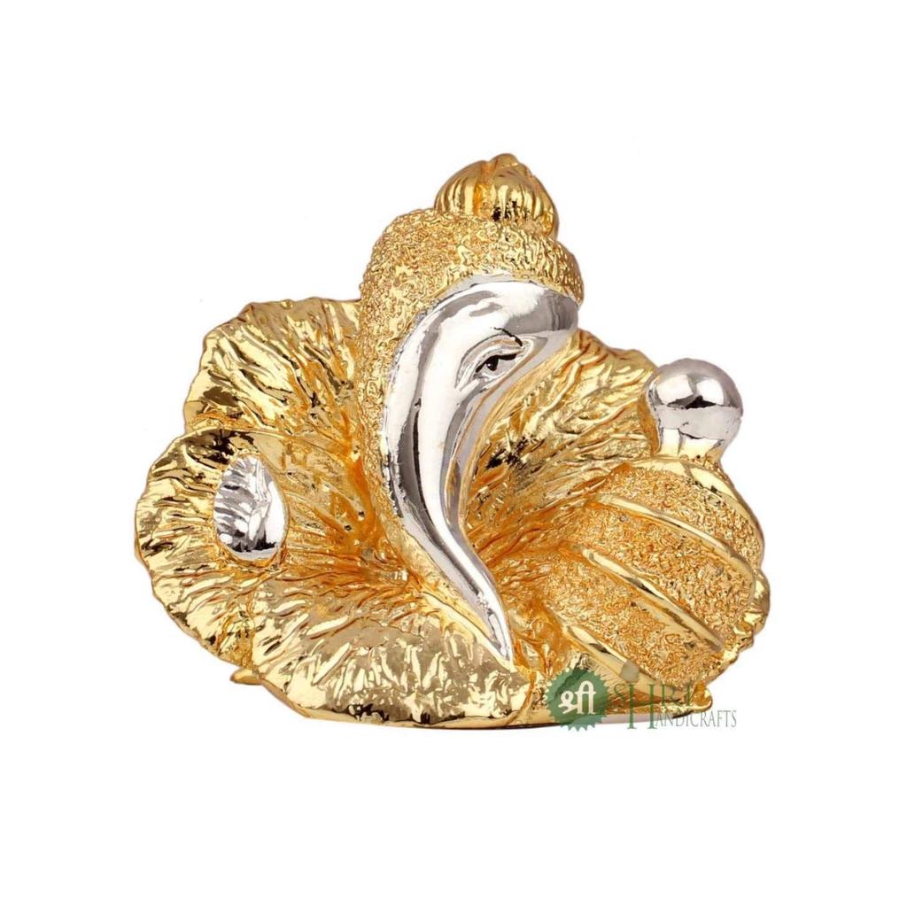 Lord Ganesha Idol Gold & Silver Murti for Good Luck & Success Living Room Home and Office Décor & Gifts (3x4x6cm)