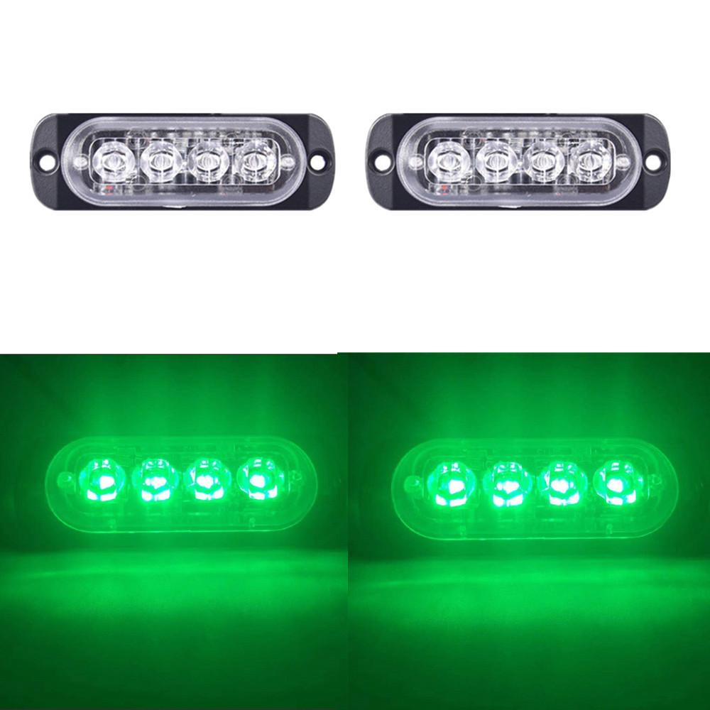 2PCS 12-24V Amber Strobe Side Warning Light 4 Led Grill Flashing Lightbar Breakdown Emergency Light for Truck Trailer LED Light