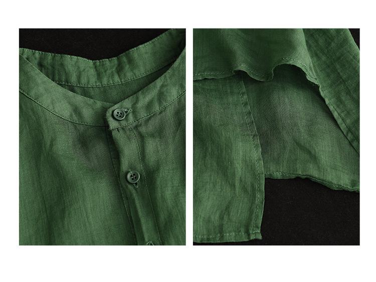 Damen Retro Baumwoll- & Leinenhemd - Frühling/Sommer 2024, Nischendesign mit Dreiviertelärmeln, lockere Passform.