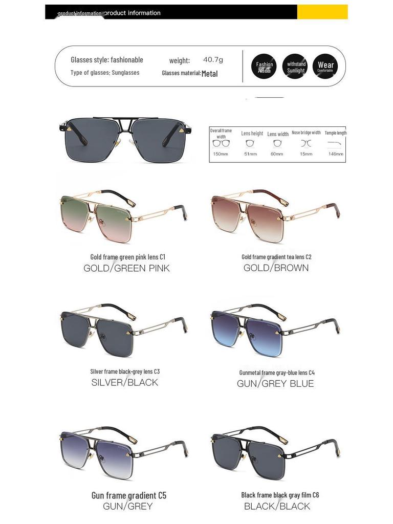 Men's Cross-Border Fashion Maybach Sunglasses: European & American Large Frame Driving Glasses