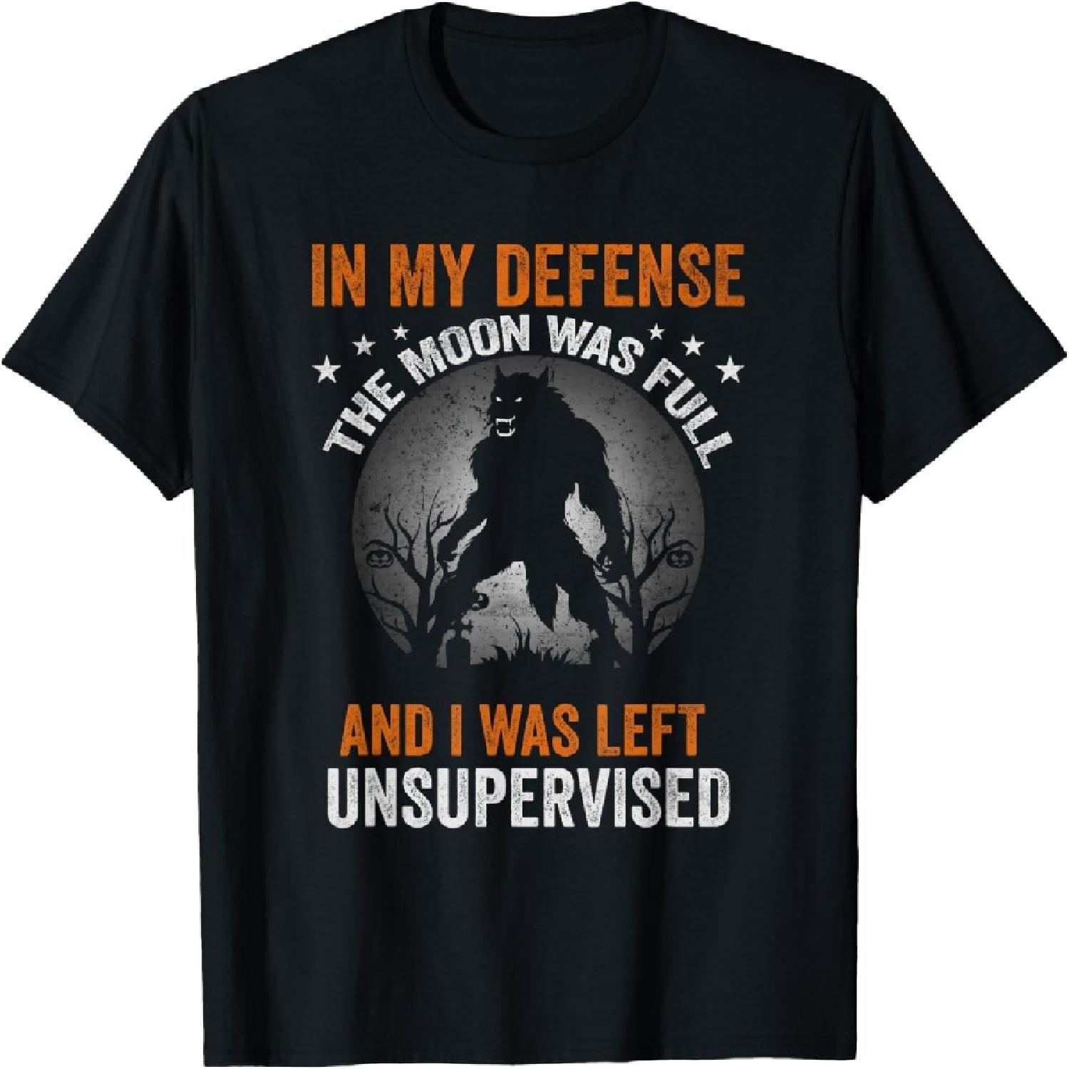 

Funny In My Defense Werewolf Halloween Moon Men, Women T-Shirt XXXXXL різнокольоровий