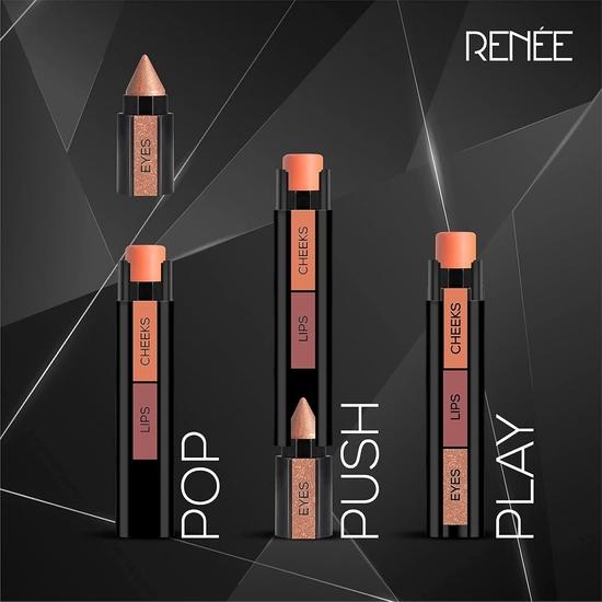 RENEE Fab Face 3 In 1 Makeup Stick Nude 4.5gm| Includes Eyeshadow, Blush & Lipstick| Infused With Vitamin E|  Travel Friendly