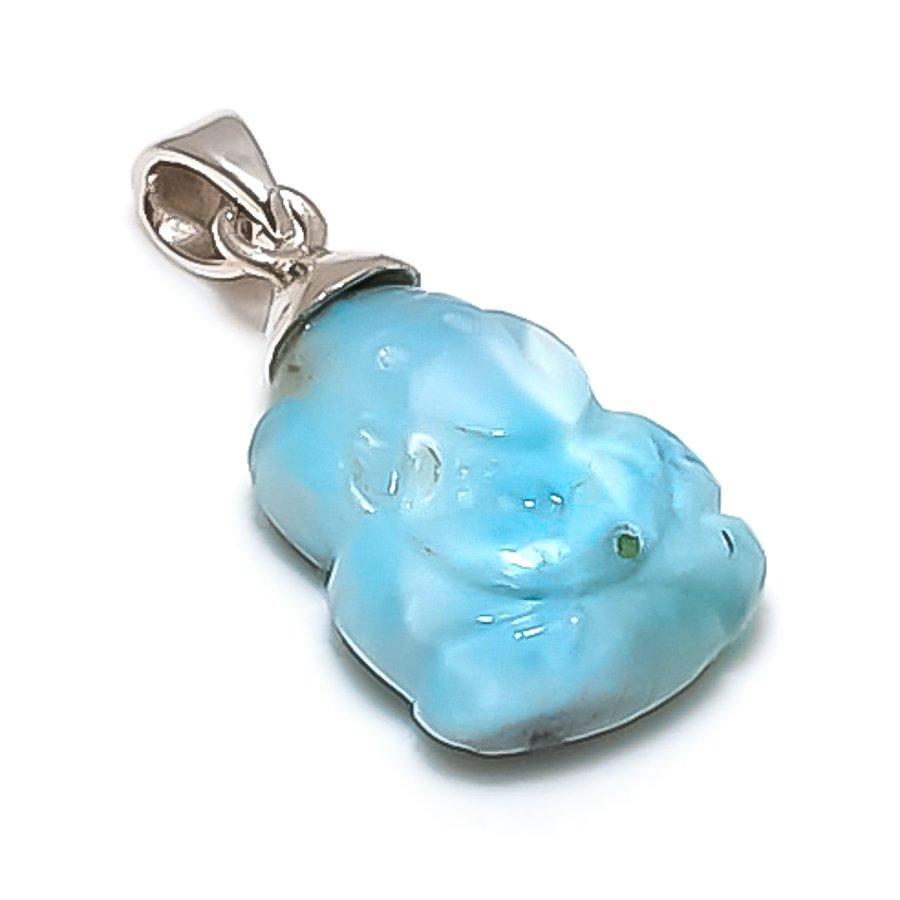 

Natural Larimar Gemstone Handmade 925 Sterling Silver Jewelry Pendant 1.18 v6a05