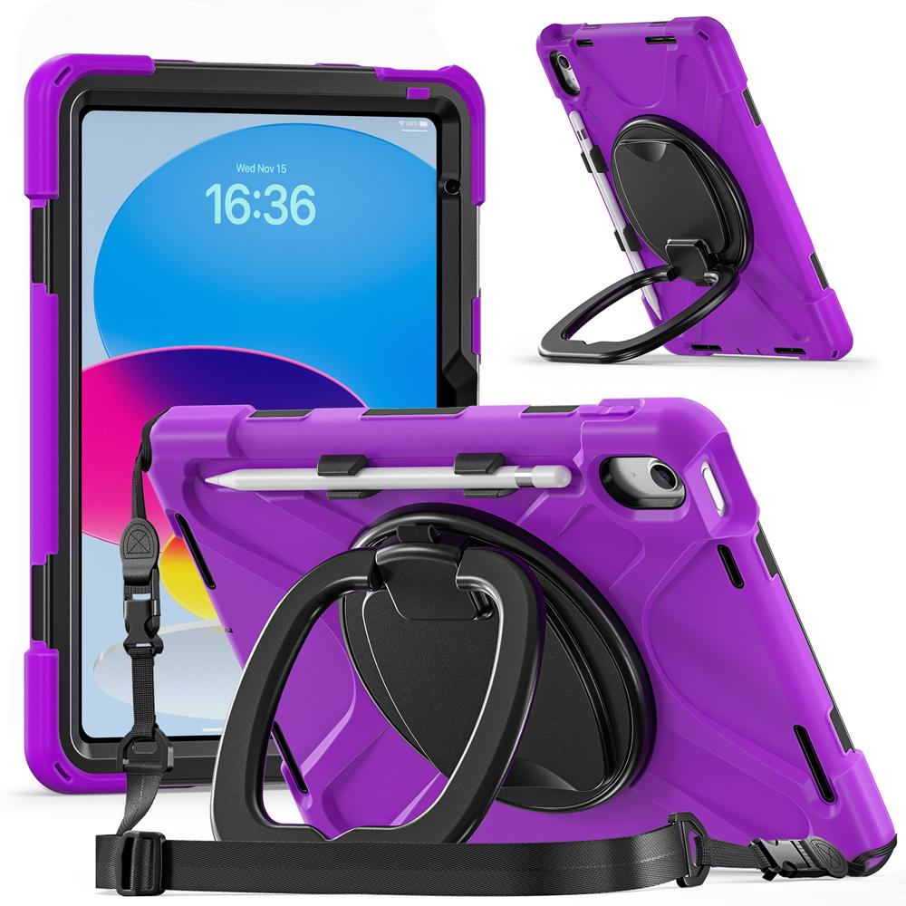Portable Tablet Cases for 11.0" IPad 11/10 2025/2022 10th/11th A16 Case IPad11 A2757/A2696 Cover Silicone+PC Rotate Stand Shell