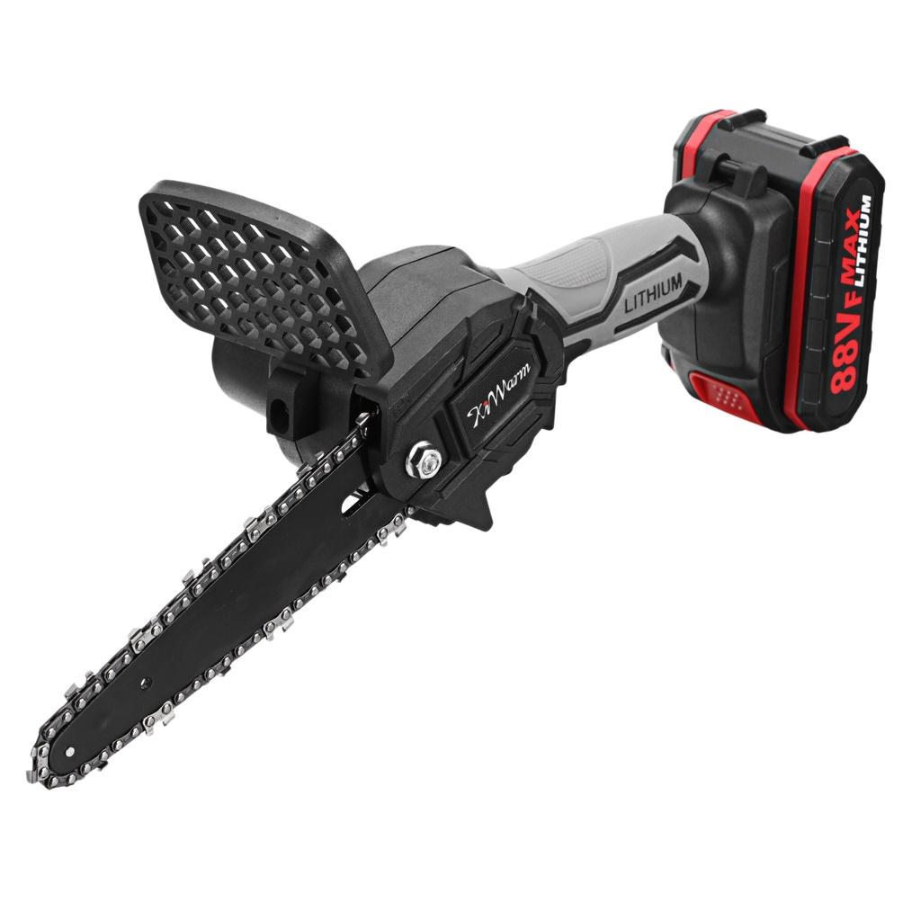 6 Inches 88V 3000W Mini Electric Chain Saw With 1/2Pcs Battery Rechargeable Woodworking Pruning Saw One-handed Garden 3000W