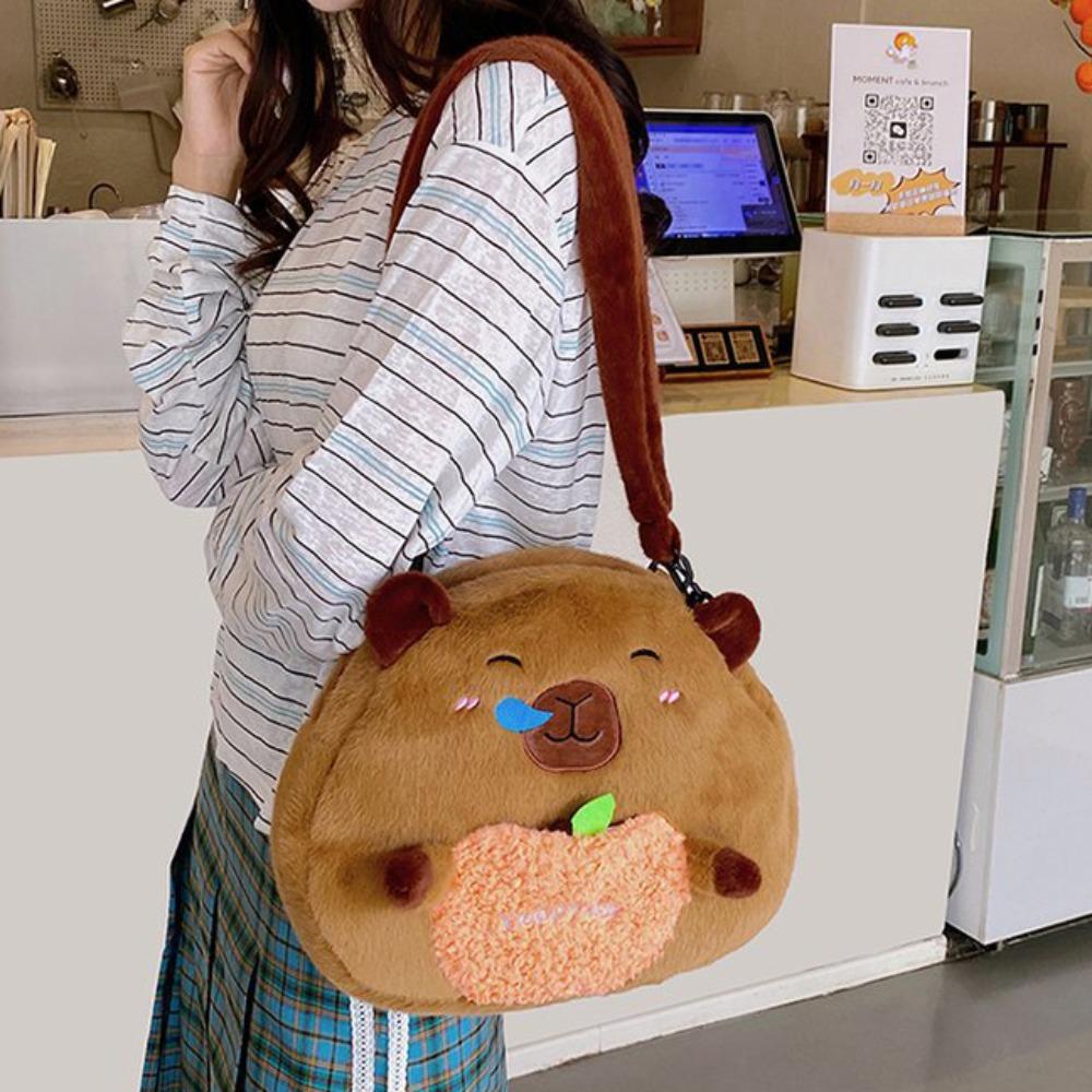 Soft Capyabra Backpack Plush Cartoon Doll Bag Storage Bag Capyabra Plush Bag  Students