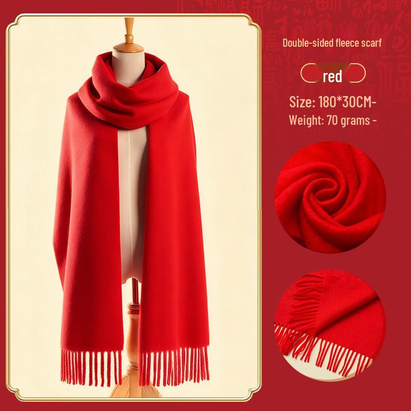 Custom Embroidered Red Cashmere Neck Gaiter for Corporate Events & New Year Celebrations Standard