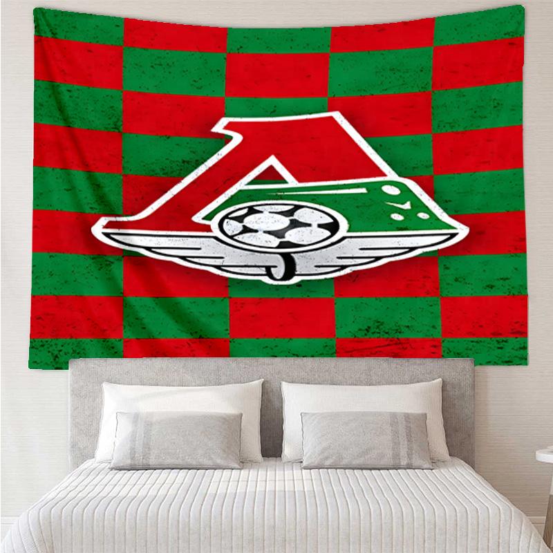 1PC Green And Red Soccer Emblem Printed Tapestry Room Decoration Wall Hanging for Living Room Bedroom, dormitory, Birthday and Christmas gifts