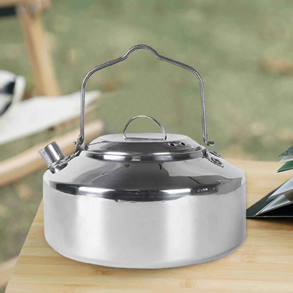 Portable Tea Coffee Pot 1L Mini Camping Teapot Stainless Steel Boil Water Kettle Lightweight Backpacking Hiking Cookware