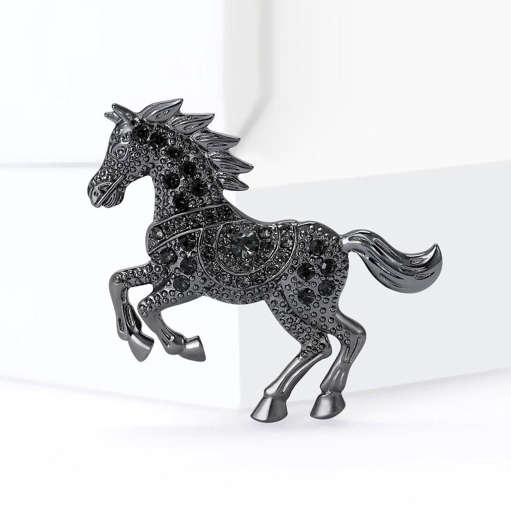 Luxury Zodiac Animal Lapel Pins Casual Metal Badge Pin Vintage Rhinestone Horse Brooches  Friends