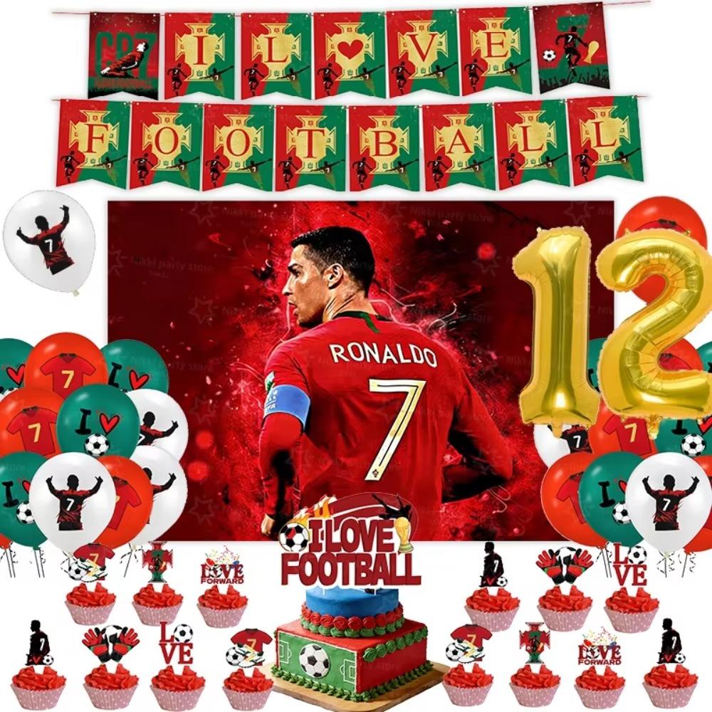 New CR7 Birthday Decoration Soccer Superstar Party Supplies Football Party Favors Tablecloth Plate Paper Cup Backdrop