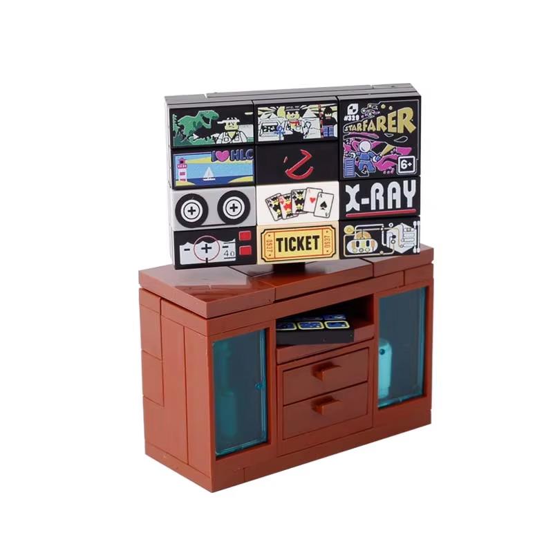 Accesorii Imprimate Oras Blocuri de Constructie Controller Calculator Monitor Tastatura Tablou de Bord Telefon Mobil Radio Mini Caramizi Jucarii pentru Copii