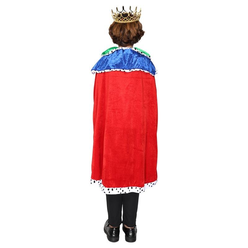 Costum Robă de Rege pentru Copii Pelerină Regală Mantaua Regelui cu Set Coroană și Sceptru Cosplay Rege Copil pentru Carnaval Paște Purim