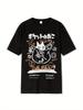 Summer Adult Men Largesized Japanese Harajuku Style Tshirt Fun Cat Chinese Character Prints Street Trend Shortsleeved Casual