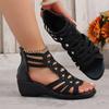 New Summer Soft-Soled Shoes, Stylish And Comfortable Thick-Soled Roman Sandals for Women, Wedge Sandals for Women, Open-Toe Slip-On Shoes 