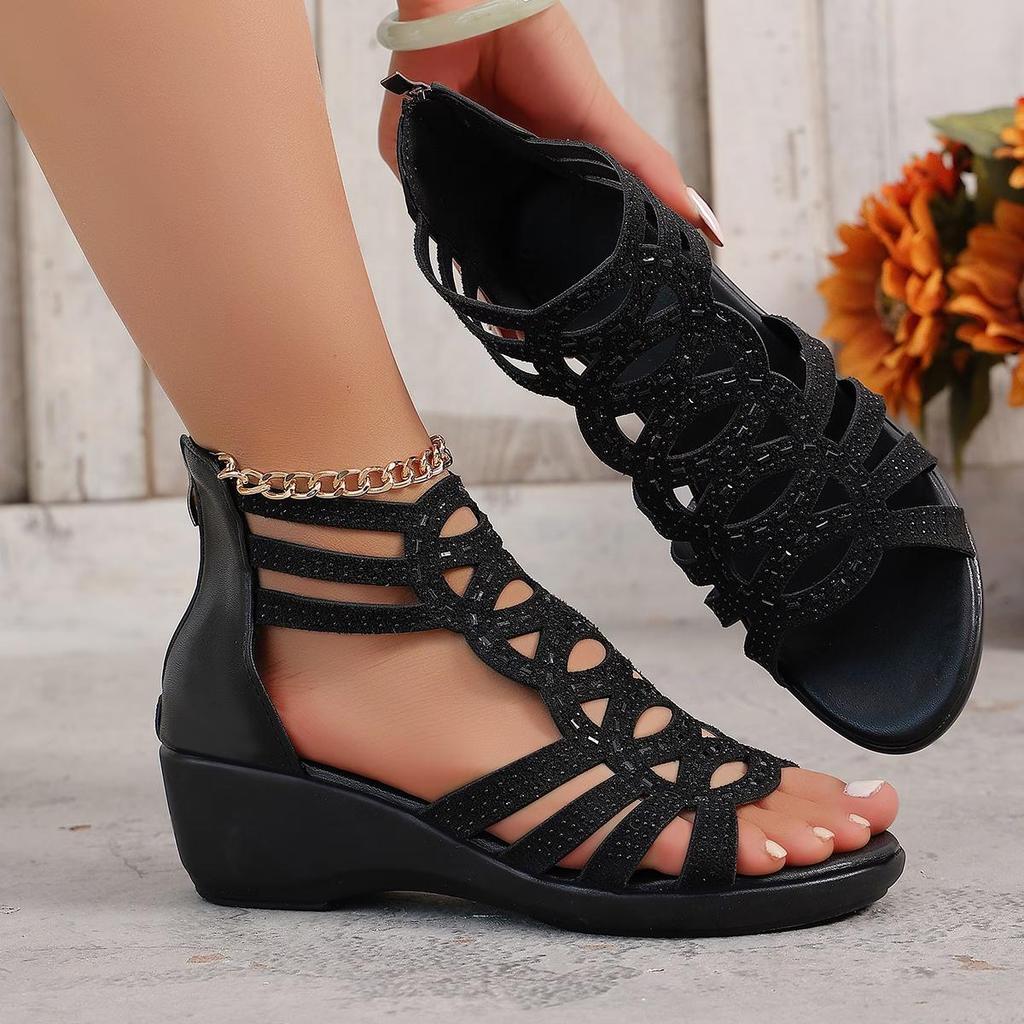 New Summer Soft-Soled Shoes, Stylish And Comfortable Thick-Soled Roman Sandals for Women, Wedge Sandals for Women, Open-Toe Slip-On Shoes
