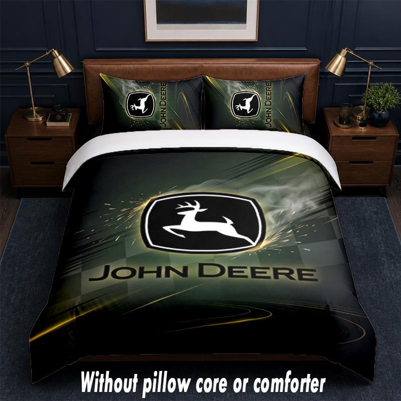 John Deere Design Bed Bedding Set 1 Duvet Cover + 2 Pillowcases Soft Breathable Household Bed Linens