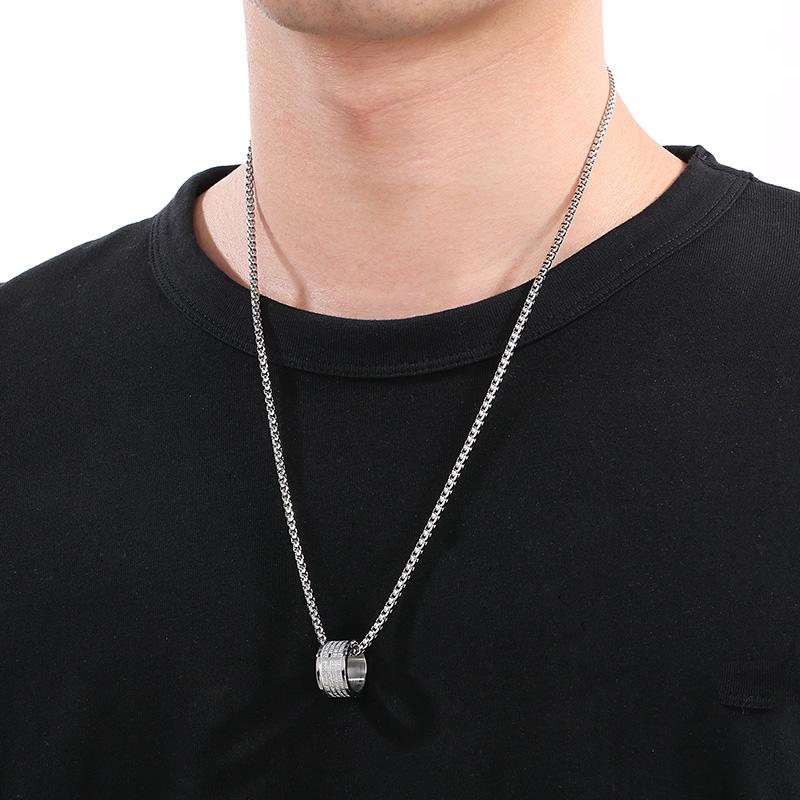 

Stainless Steel Traffic Circle Charms Neckalce for Men Hip Hop Character Ring Pendant Gold Color Trendy Jewelry Gift 60cm