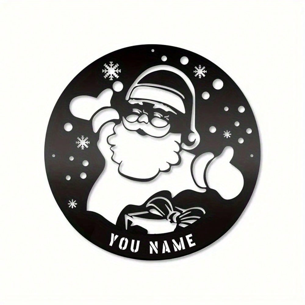 Custom Metal Wall Art Christmas Scene Sign Personalized Name Plate Home Decor Xmas Gift