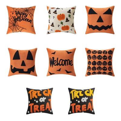 Washable Embroidered Pillow Cover Halloweens Themed Home Accent Soft Polyester Decorative Pillow