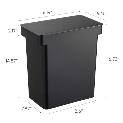 Yamazaki Tower Food Storage Container, 12kg Capacity, with Measuring Cup, Black, Approx. W41 x D24 x H42.5cm (Approx. H65.5cm with Lid Opened), Model