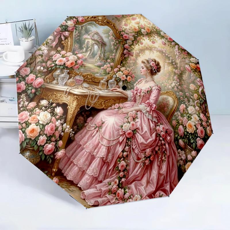 Victorian Tea Party Scene 8-Frame for Travel, camping, Casual Lightweight Portable Umbrella, Essential for every family Holidays Birthday Gift