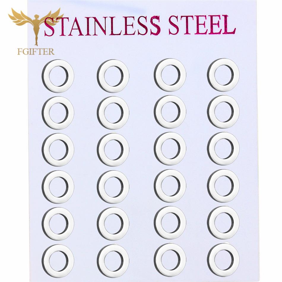 12 Pairs Stud Earrings Set for Women Geometric Triangle Star Round Cross Heart Earing Piercing Stainless Steel Zircon Resale