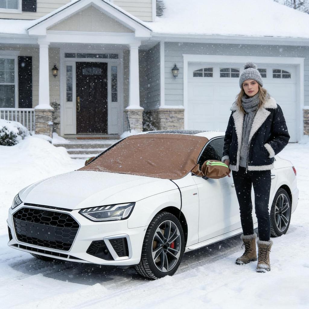 Car Snow Cover Waterproof PU Leather Dustproof Auto Exterior Supplies Windshield Snow And Ice Cover For Sedans Winter Summer