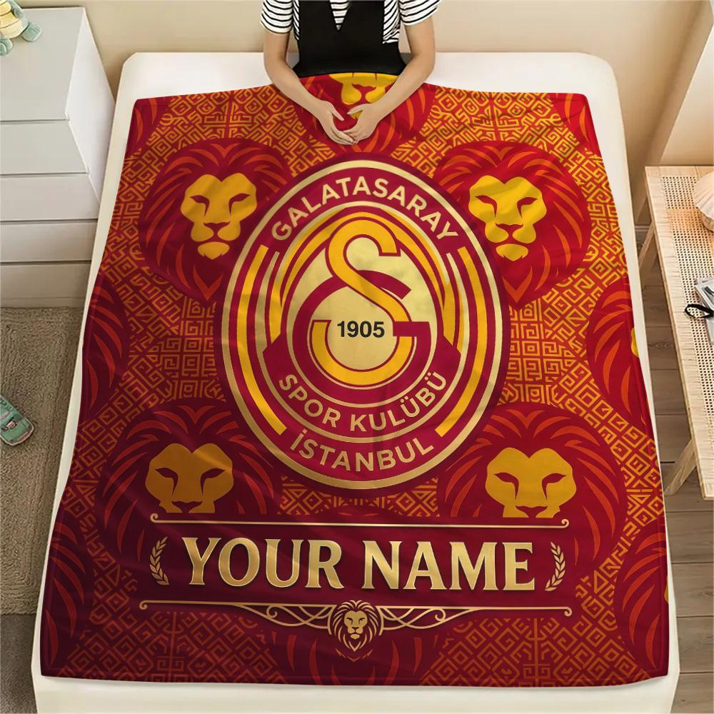 Custom Name Galatasaray Flannel Blanket, High Quality Comfortable for All Seasons, Home Decor, Warmth and Comfort