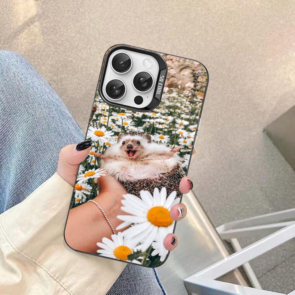 Cute Animal Hedgehog Phone Case For IPhone 16 15 14 13 12 11 Pro Max X XR XSMAX 8 7 Plus Matte Shockproof Back Cover