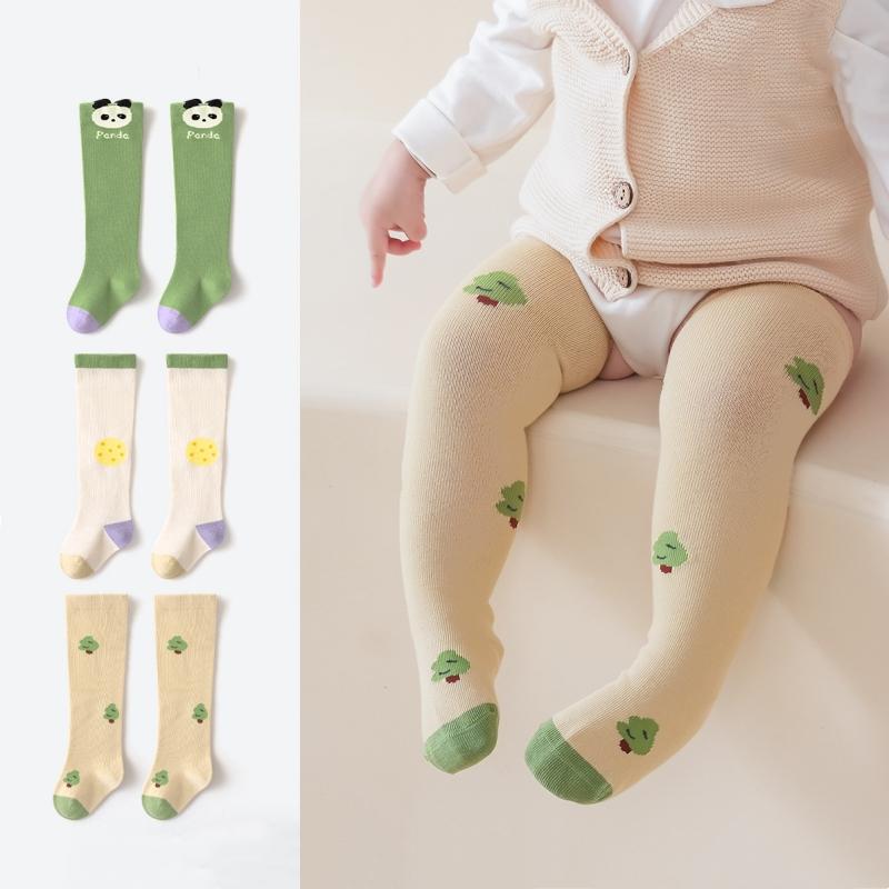 3pairs/set Cartoon Cute Baby Long Socks Autumn Winter Cotton Soft Thicken Terry Long Tube Socks Boys Girls Infant Newborn Anti-cold Socks M