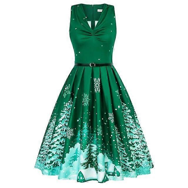 Women's Elegant Sleeveless V Neck Printed Dress
