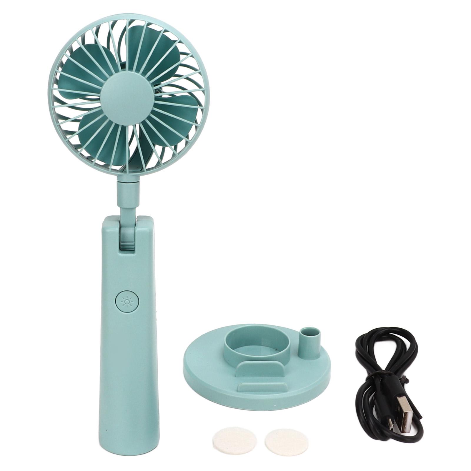 

Portable Handheld Fan 3 Speed Wind USB Rechargeable Fan with Cosmetic Mirror Phone Holder for