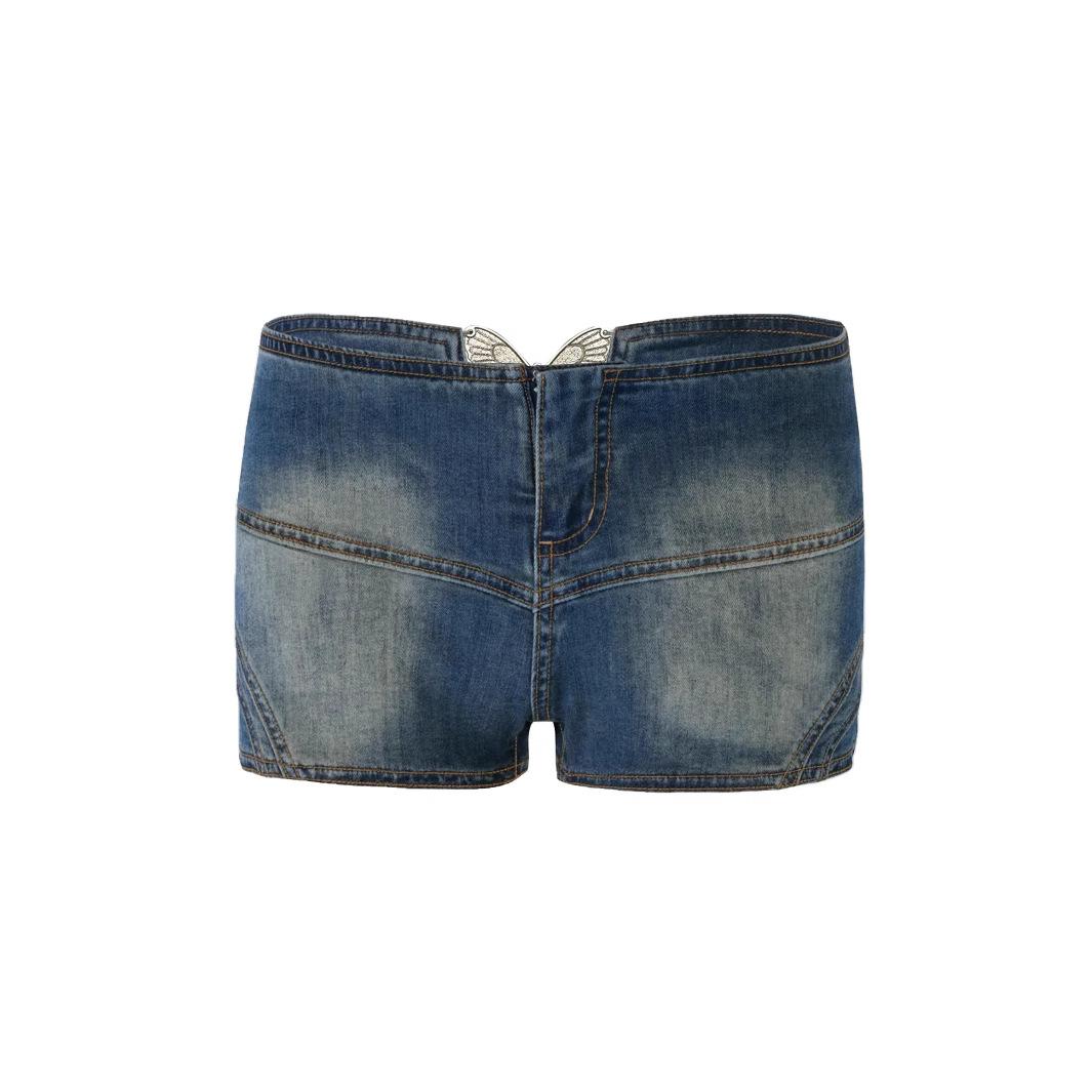 

Low-Waist Elastic Denim Butterfly Hot Pants - Sexy Summer Style in Stock US M/6 синий/джинсовый