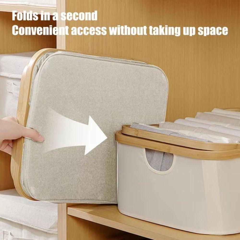 Oxford Cloth Folding Laundry Hamper Bamboo Handle Closet Organizer  Toy Storage
