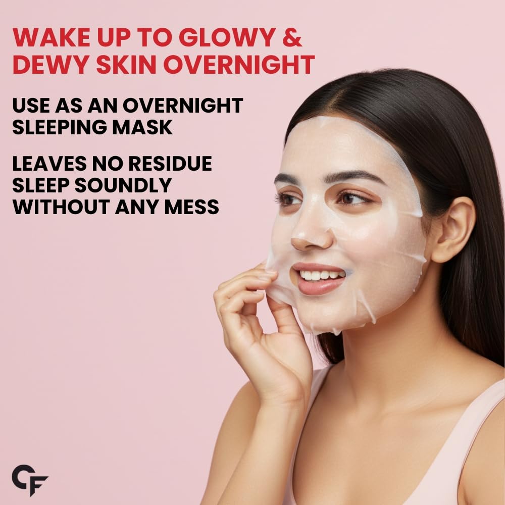 Carbamide Forte Bio Collagen Overnight Hydrogel Face Mask Sheets For Deep Hydration All Skin Types 35 g Pack Of 2