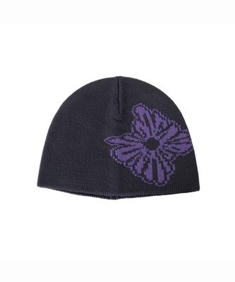 HIDDEN BEHIND Flower Jacquard Beanie (Charcoal)